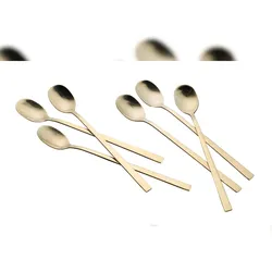 Esmeyer 6er Pack Langstiellöffel MELINA, Edelstahl, mit PVD-Beschichtung, Farbe: Champagner. Edelstahl 18/10, poliert, Materialstärke: 2.0 mm
