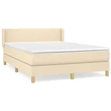 vidaXL Boxspringbett mit Matratze Creme 140x200 cm Stoff