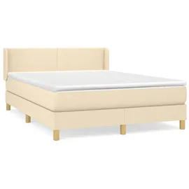 vidaXL Boxspringbett mit Matratze Creme 140x200 cm Stoff