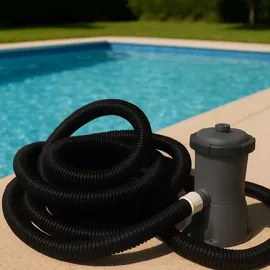 Relaxdays Poolschlauch, 32 mm Spiralschlauch, 25 Meter lang, Wasserschlauch für Pool & Garten, Kunststoff, schwarz/weiß