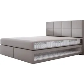Trada Boxspringbett 140x200 Grau Pocket Matratze 9-Zonen Schwebebett - Grau