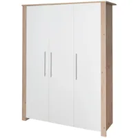 Tchibo roba Kinderkleiderschrank 3-türig Malo - Schrank für Baby- & Kinderzimmer mit hochwertigen Metallgriffe - Holz weiß lackiert/Holzdekor Artisan Eiche