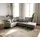 DeLife Ecksofa Clovis Hellgrau Strukturstoff Hocker Armlehne Ottomane Links Modulsofa - Grau/Hellgrau