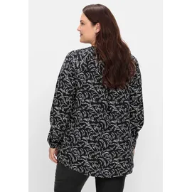 sheego SHEEGO, Damen, Gr. 46, schwarz-weiß (schwarz, weiß gemustert), 100% Viskose, Paisley, geblümt, gemustert, mehrfarbig, V-Ausschnitt, Blusen Longbluse