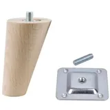 woplus Möbelfüße aus Buche Holz konisch Schräg mit Montageplatte Typ1 Höhe 8 cm [1 Stück]