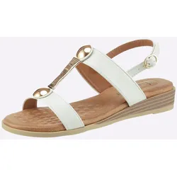Sandale HEINE, Damen, Gr. 42, weiß, Synthetik, modisch, Schuhe