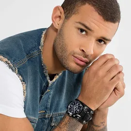 Thomas Sabo Rebel Icon Chronograph Herrenuhr, Tag, analog, Stoppfunktion, Lederarmband,