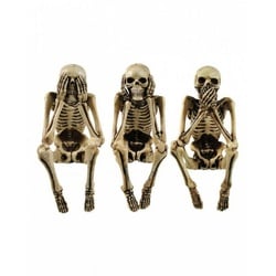 Horror-Shop Dekofigur Drei Weise Konfuzius Skelett Figuren 10cm als deko beige|schwarz