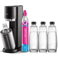 Sodastream Duo schwarz + 3 x Glaskaraffe + PET-Fasche + Zylinder