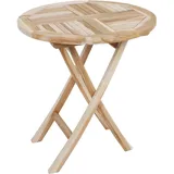 deluke Gartentisch Klappbar Ø 70 x 75 cm Natur/Braun