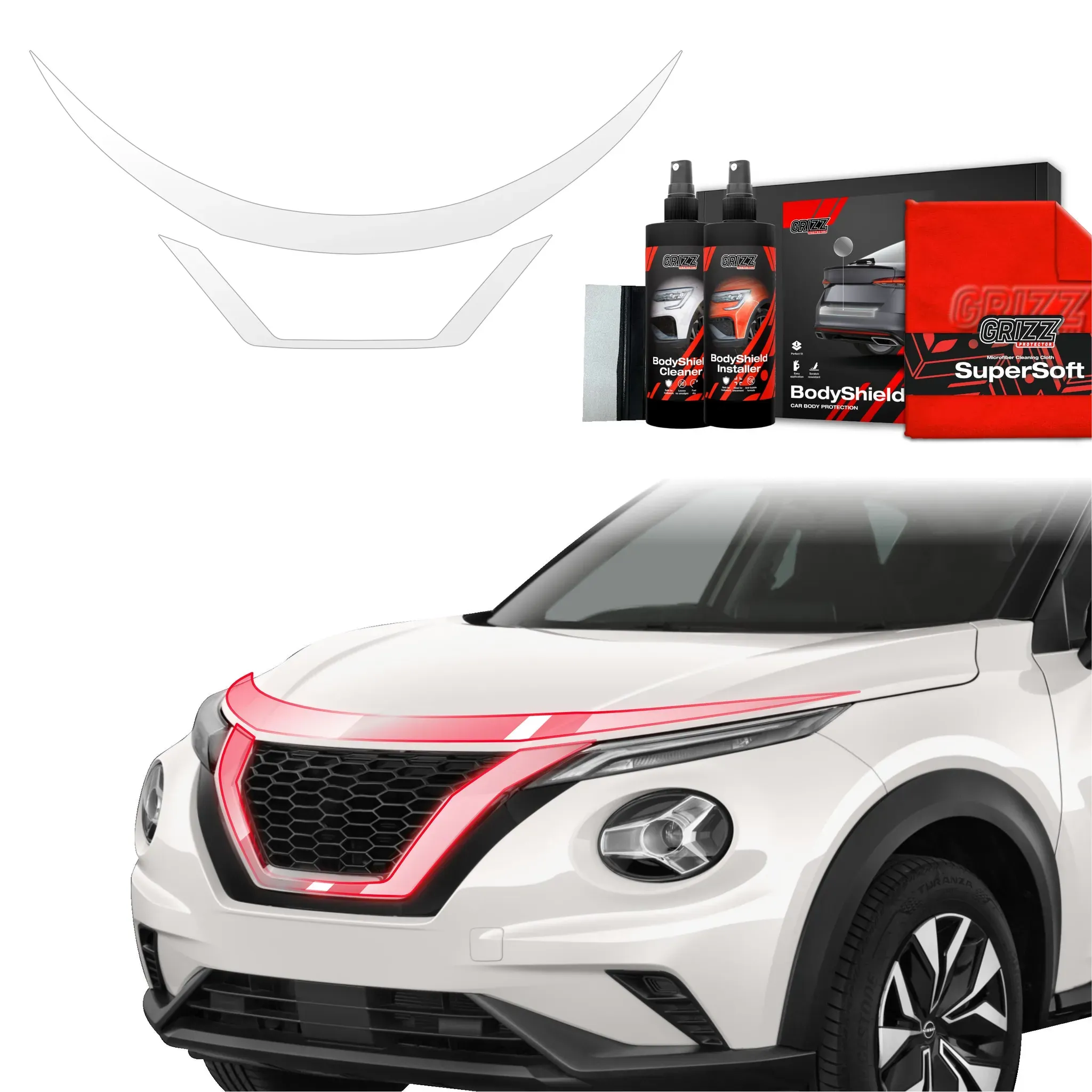 2in1 Schutzfolie Grizz Protector für Motorhaube & Kühlergrillrahmen - Nissan Juke Facelift (2024-2025)