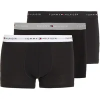 Boxer "TRUNK 3 PACK", Herren, Gr. L (52), grau (grau, heather, schwarz, weiß), Jersey, Obermaterial: 95% Baumwolle, 5% Elasthan, TOMMY HILFIGER UNDERWEAR, unifarben, kontrastfarbene Details, körpernah, Unterhosen, mit kontrastfarbenem Logobund