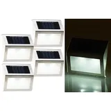 Lunartec Treppen Solarleuchten: 4er-Set Solar-LED-Wand- & Treppen-Leuchten für außen, Edelstahl, 20 lm