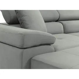 Mirjan24 Ecksofa Torezio Mini Cord, mit Bettkasten und Schlaffunktion, Einstellbare Kopfstützen, 280x170x70-90 cm (Farbe: Poso 1... - Weiß