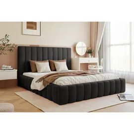 Selsey Fiarro - Polsterbett 140x200 mit Bettkasten, Velours, dunkelgrau