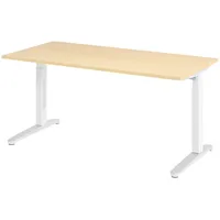 Bümö Schreibtisch Ahorn, Weiß, Nachbildung,Ahorn, Rechteckig, 160x74x80 cm, FSC