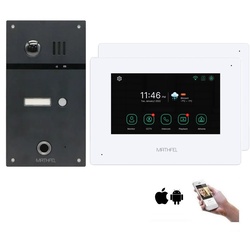 1 Familienhaus 4 Draht Fingerprint WLAN Video-Türsprechanlage Full HD 170 Grad Weitwinkelkamera - Anthrazit mit Touchscreen 2x 7 Zoll Monitor Ja