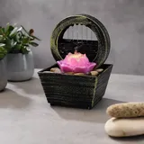 InGenious Tischbrunnen mit LED Beleuchtung – Dekorativer Zimmerbrunnen mit Flusssteinen – Beruhigender Wasserfall für Büro & Zuhause – Kleiner Feng Shui Brunnen zur Entspannung