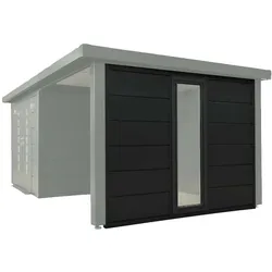 Wolff Finnhaus Seitenwand mit Fenster feststehend Terrasse 30 für Premium Metall Gartenhäuser