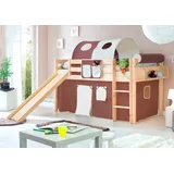 90 x 200 cm inkl. Vorhang Kiefer massiv natur braun-beige