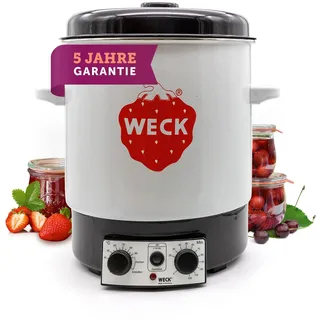 Weck Einkochautomat WAT15 Emaille mit Zeitschaltuhr & Präzisionsthermostat – 29L Einkochtopf, Glühweinkocher, Dampfentsafter, Einweckautomat – Edelstahl, Made in Germany, hochwertig & vielseitig