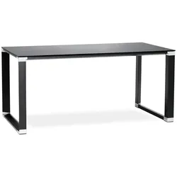 Kadima Design Bürotisch Glas-Metall | 140 x 70 cm | Modern, Chromelemente, Kompakt | Schwarz | Arbeitstisch