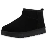 VAN HILL Damen Winter Boots Flach Profilsohle Bequem Schuhe 216509 Schwarz 36 - 36 EU