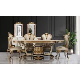 Casa Padrino Luxus Barock Esstisch Creme / Beige / Schwarz / Gold - Ovaler Barockstil Küchentisch - Luxus Esszimmer Möbel im Barockstil - Barock -