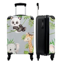 NoBoringSuitcases.com® Trolley Kinder Mini Koffer Reisekoffe Handgepäck Geschenk - Dschungel - Panda - Elefant - Giraffe - 55x35x20cm