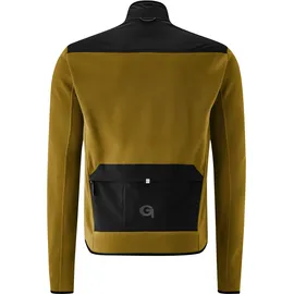 Gonso Radtrikot GONSO "Adventure Jersey Fleece M", Herren, Gr. L, gelb (senf), 100% Polyester (Recycelt), hoch geschlossener Ausschnitt, Trikots, Herren Fahrradtrikot langarm, weiches Fleece-Material, Full-Zip Trikot