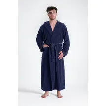Bruno Banani Herrenbademantel BRUNO BANANI "Danny, Normallänge & Überlänge, auch in extra lang, Hotelbademantel" Gr. XL, blau (marine), L:145cm, Walkfrottee, Hausmäntel, mit Logostreifen, Herren Bademantel aus 100% Baumwolle, S-4XL