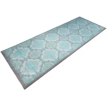 oKu-Tex Läufer Küchenläufer, Türvorleger, Retro Design, Patchwork, rechteckig, Kachelmotiv, verschiedene Muster, rutschfest & waschbar blau|grau 45 cm x 75 cm