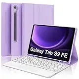WINCHKING Tastatur Hülle für Samsung Galaxy Tab S10 FE 10.9 Zoll, Kompatibel Samsung Galaxy Tab S9 FE, 7 Farben Beleuchtete, Kabellose Abnehmbare Tastatur mit Touchpad, QWERTZ Layout (Hellviolett)