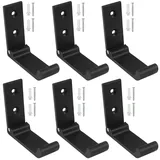 SINJEUN 6 Stück Faltbarer Wandhaken Faltbare Kleiderhaken Klapphaken Aluminiumlegierung Wandhaken für Wand Küche Bad Jacke Handtuch Schlüssel Taschen Haken, 75 x 25 x 67 mm, Schwarz