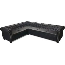 vidaXL Chesterfield Eckcouch Kunstleder 6-Sitzer Schwarz