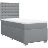 vidaXL Boxspringbett mit Matratze Hellgrau 100x200 cm Stoff