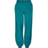 URBAN CLASSICS Ladies High Waist Stone Washed Sweat Pants - Water Green - XL