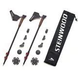 Steinwood Premium 100% Carbon Nordic Walking Stöcke verstellbar mit Teleskop und Klemmverschluss mit extra Gummipuffer und Tragebeutel