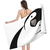 KATATI Pinguin Strandtuch Groß 150x200 cm, Weich Schnell Trocknen Microfaser Handtücher, 3D Strandhandtuch Pinguin Badetuch Strandlaken Handtuch, Herren Frauen Badetücher