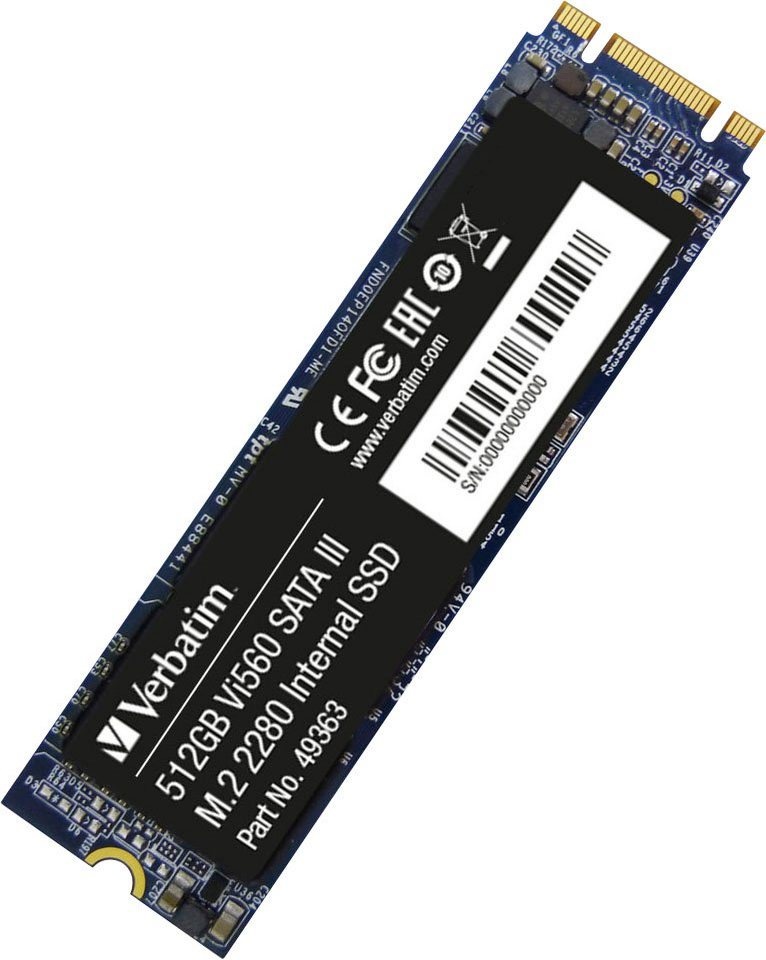 Verbatim Vi560 S3 M.2 interne SSD (512 GB) 560 MB/S Lesegeschwindigkeit, 520 MB/S Schreibgeschwindigkeit schwarz