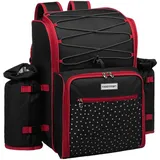 anndora Picknickrucksack 4 Personen schwarz weiß gepunktet + 29-TLG. Zubehör