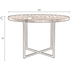 Dutchbone Esstisch CLASS mit Fischgrät Platte rund Ø 120 cm von DutchBone - Braun