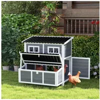 PawHut Hühnerstall 100 x 86 x 100 cm hellgrau