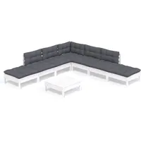 vidaXL Garten-Lounge-Set 8-tlg. mit Kissen weiß