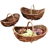 Dekoleidenschaft Füllkorb aus Weide mit Holzbügel, Obstkorb, Aufbewahrungskorb in 3 Größen, Autokorb, Pilzkorb, Präsentkorb, Weidenkorb (groß)