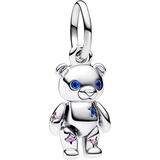 PANDORA Beweglicher Baby-Teddybär Charm-Anhänger aus Sterling Silber, Kompatibel Moments Armbändern, 792986C01