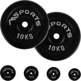 Hantelscheiben Paar Professional aus 100% Gusseisen 5-20 kg Hantel (2 x 10 kg - Schwarz)