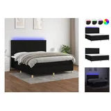 vidaXL Boxspringbett mit Matratze & LED Schwarz 160x200 cm Stoff