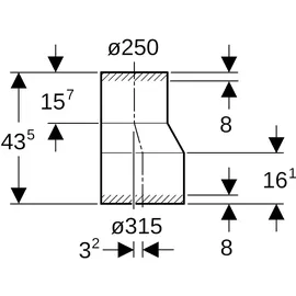 Geberit Reduktion Exzentrisch D 315mm D1 250mm