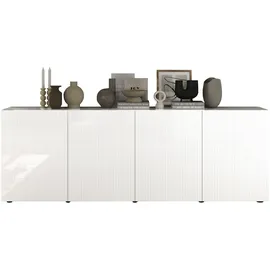 INOSIGN Sideboard »Rio Breite 240 cm, Kommode mit 4 Türen, Anrichte,« geriffelte MDF-Fronten, modern u. elegant, viel Stauraum weiß